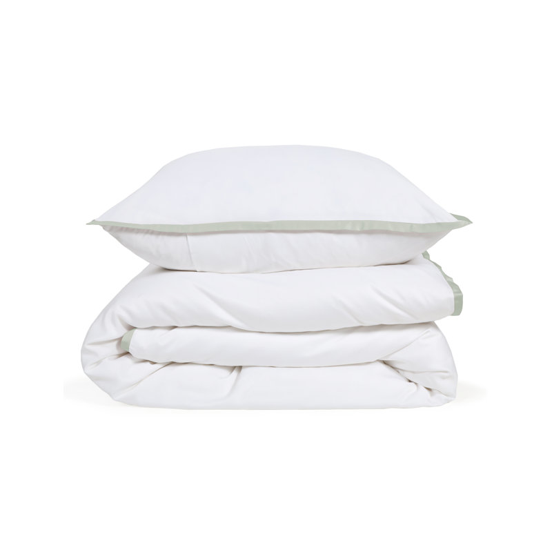 Langston Duvet Cover, White/Seaglass, Queen Duvet Cover + 2 Standard Shams