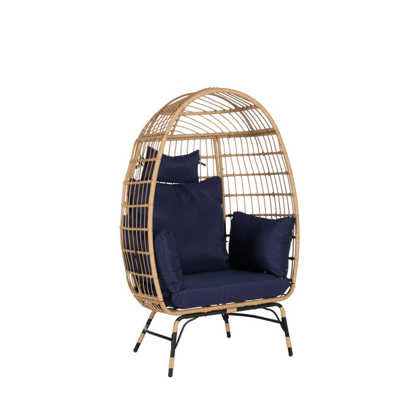 Fauteuil à œufs avec coussin d'extérieur lavable et coussin, Bleu très foncé