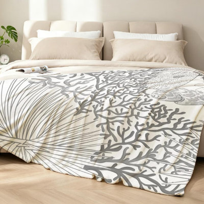 Clear Ultra Soft Flannel Fleece Throw Blanket,Sea World Seamless Single-Sided Print
