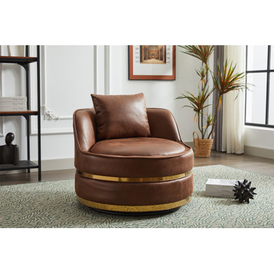 Chaise pivotante 360, conception en similicuir. Tissu de velours doux, fabrication stable. Base en acier inoxydable. Pour le salon, la chambre à coucher. Blanc, cadre d'assemblage simple et convient à la chambre à coucher, au bureau.