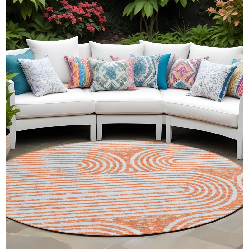 Tapis extérieur rond lavable antidérapant 8 pi