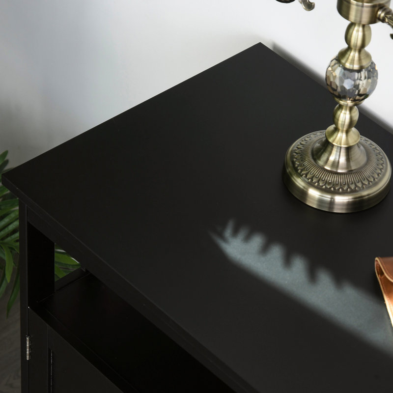 Buffet noir fonctionnel avec tablette intérieure réglable pour une salle blanche