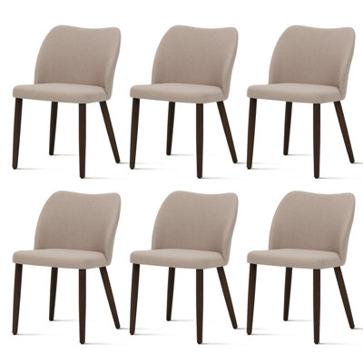 18" H Upholstered Fabric Dining Chair with Solid Wood Legs