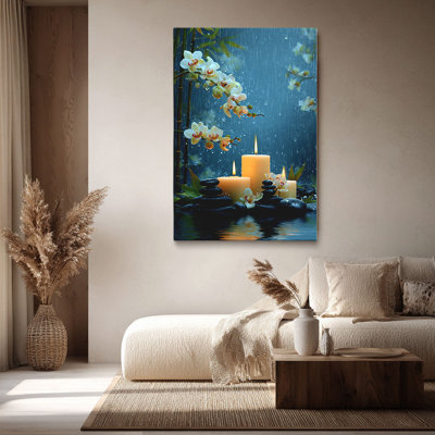 Calming Spa Orchid & Candle Canvas Print - Urban Studio