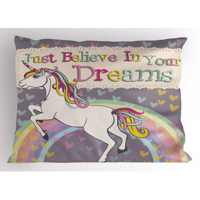 Grey/Yellow/Pink Polyester Microfiber Piece Sham