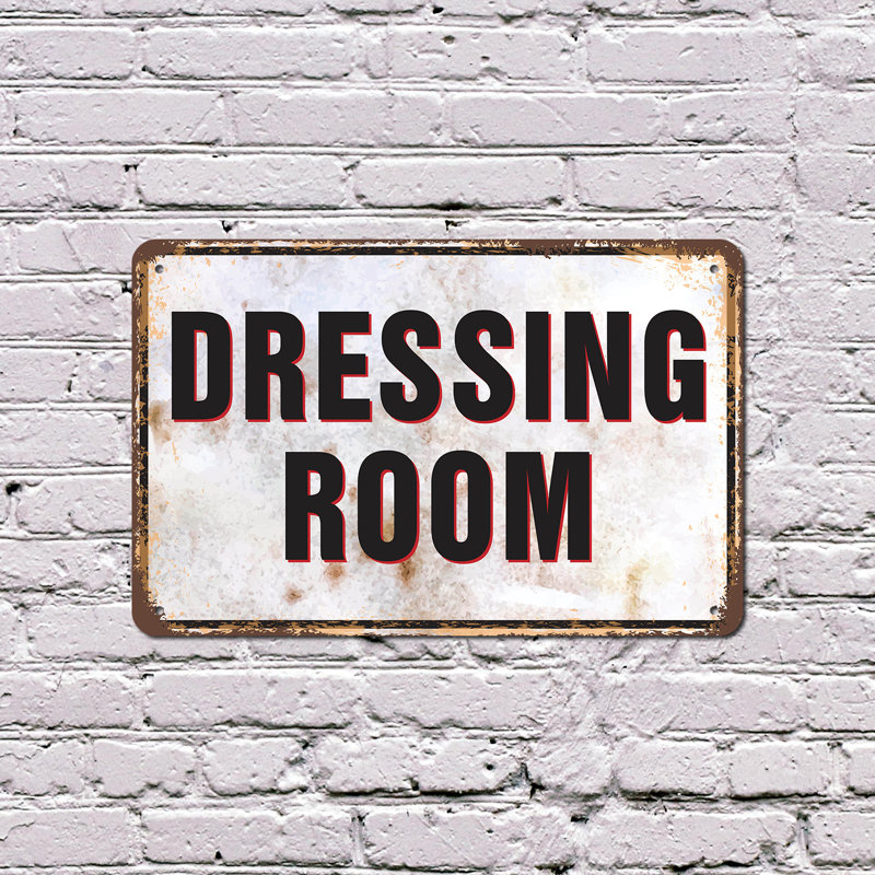 Enseigne de fantaisie en aluminium 12 po x 18 po Dressing Room, H 12 po x l 18 po x P 0,1 po, Vert