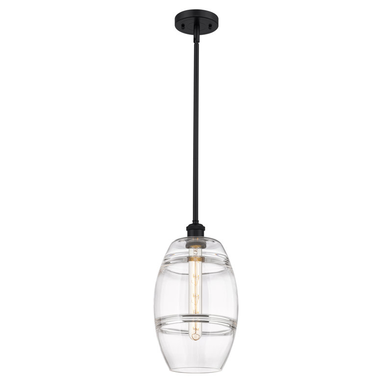 Luminaire suspendu à 1 tige Ballston Bettylou-516-G557, H 9,88 po x l 8 po x P 8 po, Transparent, Noir mat