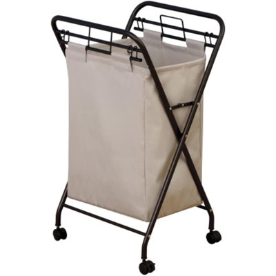 Rolling Laundry Basket With Heavy-Duty Canvas Bag
