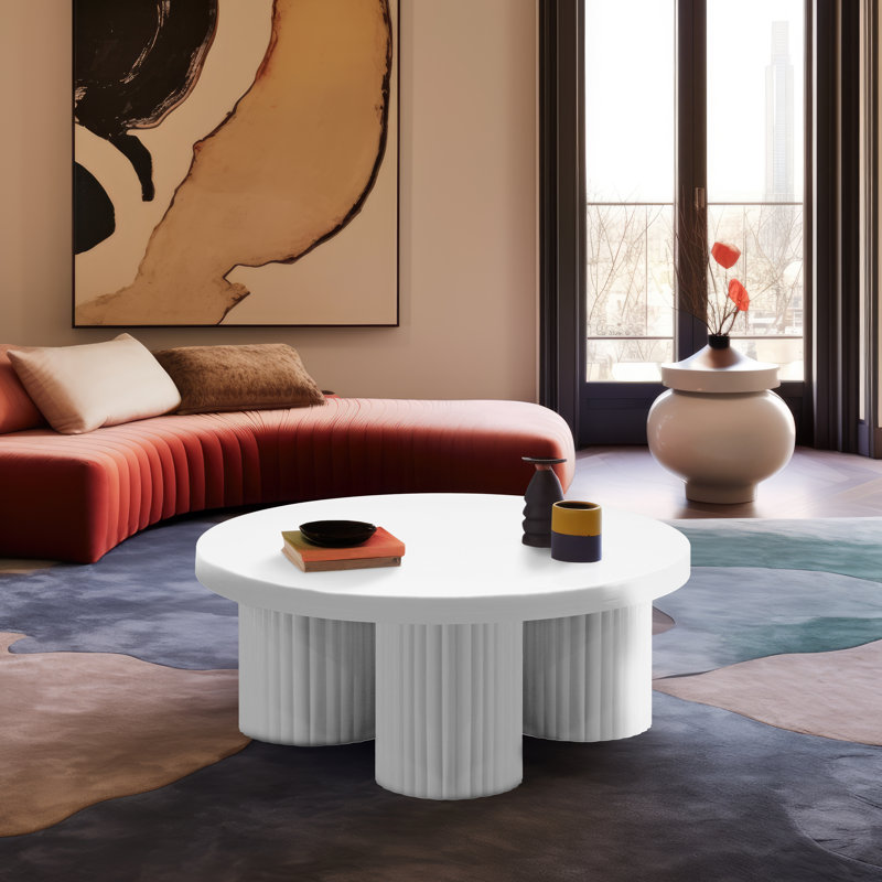 Table basse 3 pieds Rhodes, Blanc