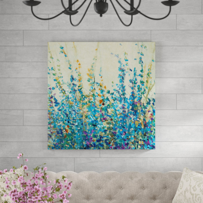 « tiny blue bud », reproduction d’art sur toile tendue, H 40 po x l 40 po x P 1,5 po