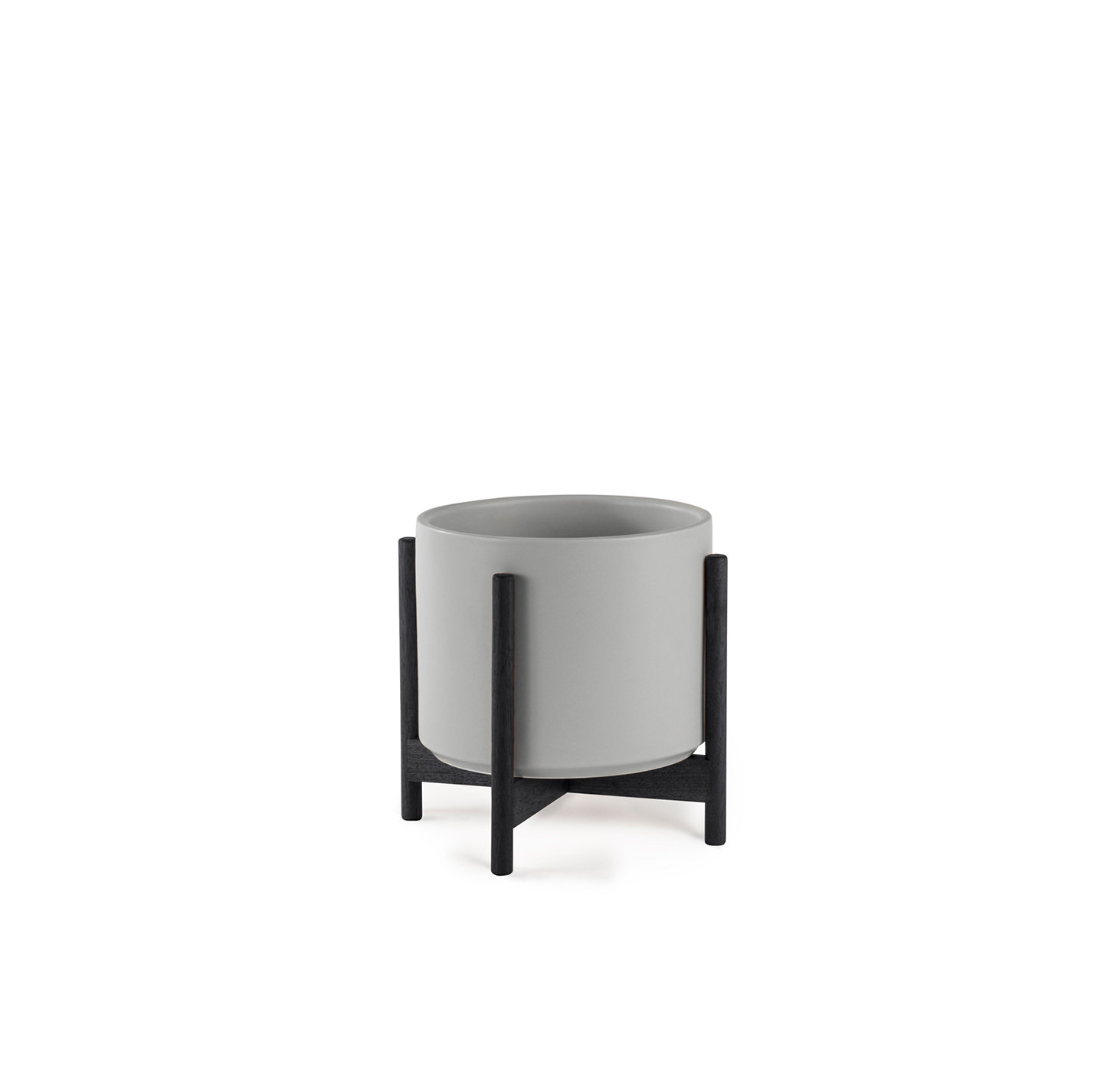 8" Ceramic Pot Planter, Gray/Black