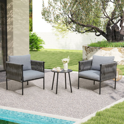 2 - Person Patio Conversation Sets And Table by Winston Porter
