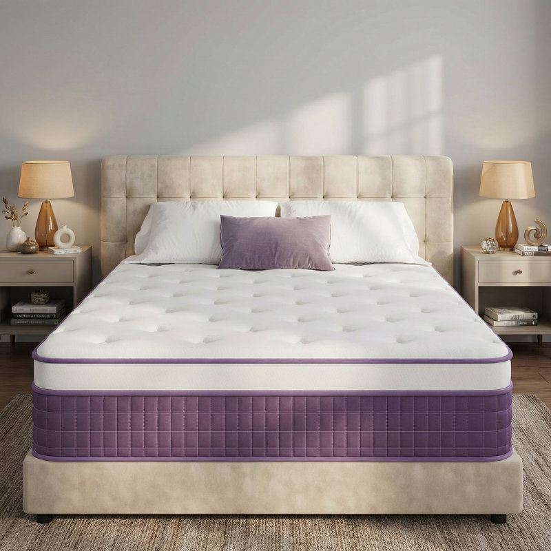 Matelas en mousse viscoélastique gélifiée 12 po, ressorts ensachés, mi-ferme, soulagement de la pression, matelas dans une boîte