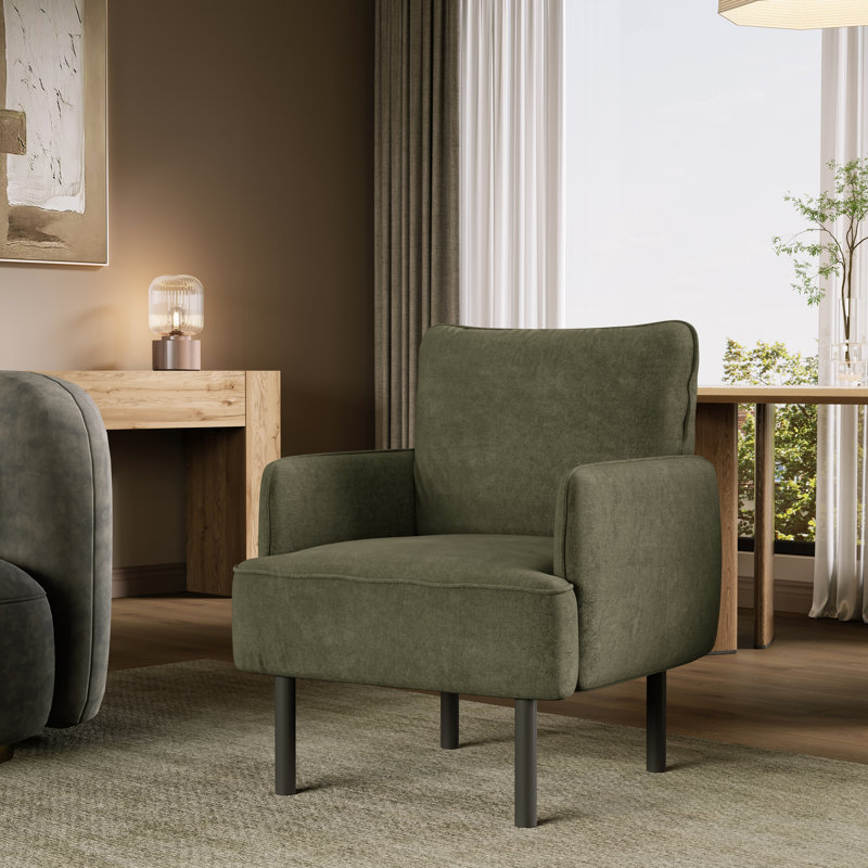 Chaise d'appoint moderne, fauteuil rembourré robuste avec pieds en bois massif, chaise longue confortable pour appartements, chambres à coucher et coins lecture