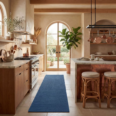 Elle Navy Blue Hand-Woven Wool Rug