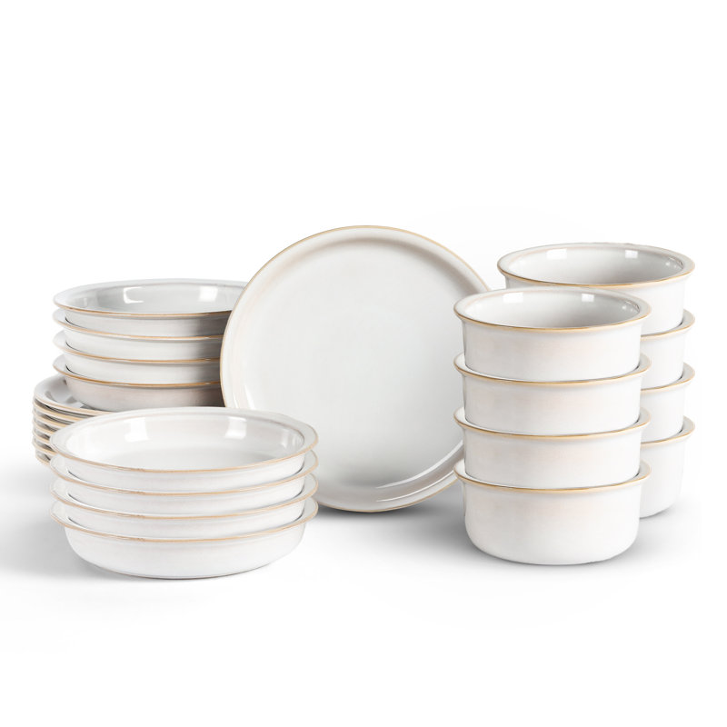 Stone Lain Slate 24-Piece Dinnerware Set Stoneware, White