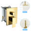 Pomme de douche double dorée - Plafonnier carré de 16 pouces avec tuyau et support pour fonction pluie