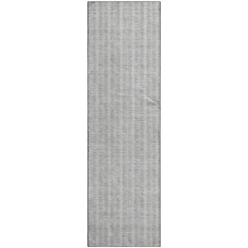 Premium Machine Washable Prisco Silver Rug, Runner 2'3" x 7'6"