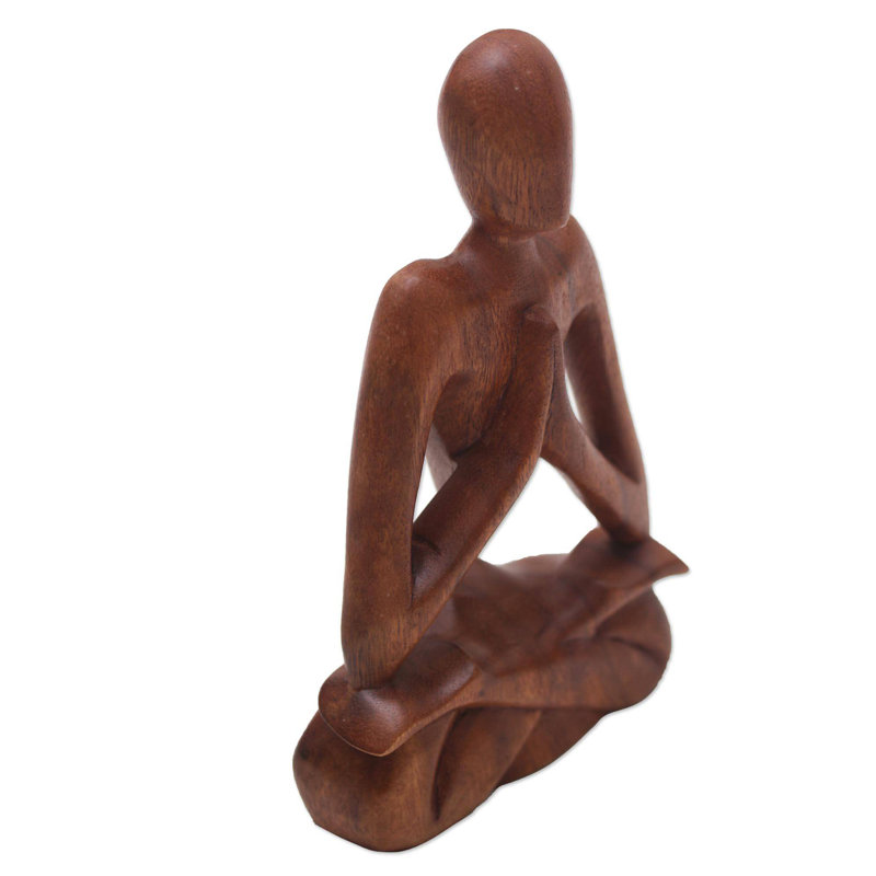 Sculpture en bois fait main méditation Lolas