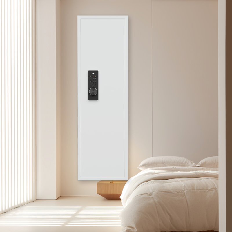 Coffre-fort mural de 53 po avec tablettes réglables - Rangement sécuritaire et précieux, panneau à écran tactile, entrée, carabines blanches à panneau encaissées en toute sécurité