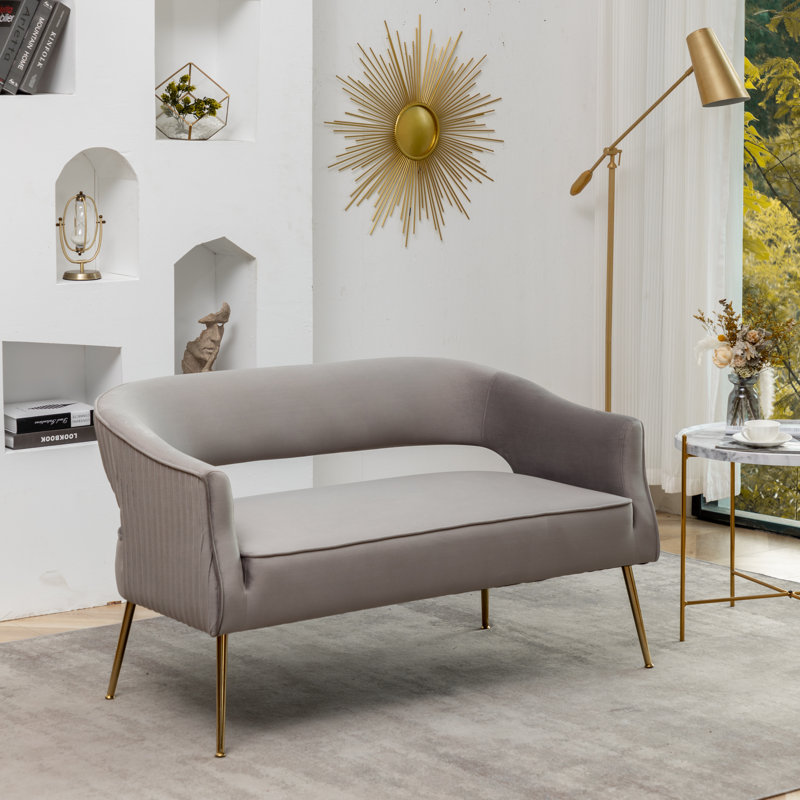 Chynna 51.2'' Velvet Loveseat, Gray Velvet