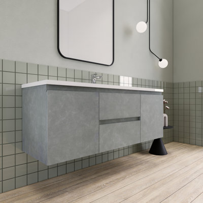 Alcester 59.2 " W Wall Mounted Wall Mounted 1 Single Vanity Bathroom Vanity With Resin Top