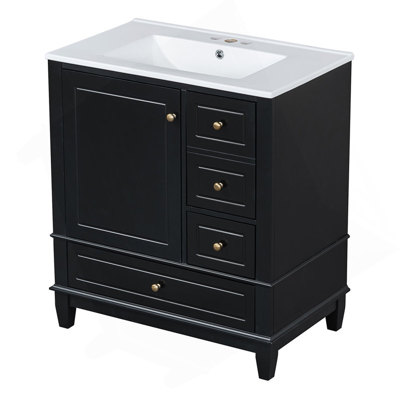 30-Inch Bathroom Vanity With Sink, Soft Close Door, And Ample Storage For Modern Bathrooms, Black