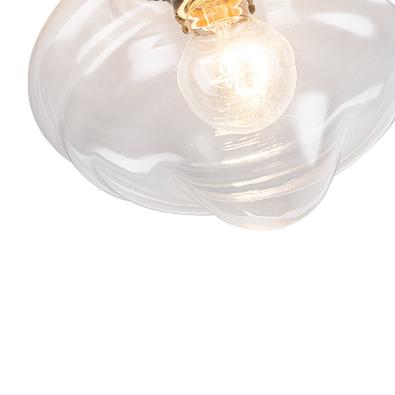 Plafonnier semi-encastré à 1 lumière en verre transparent, à intensité variable