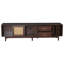Walnut Rattan TV Unit With Storage Drawers, Wooden Media Cabinet With Woven Rattan Doors