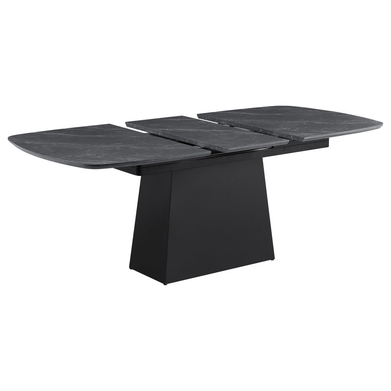 Black Faux Marble Extension Leaf Dining Table