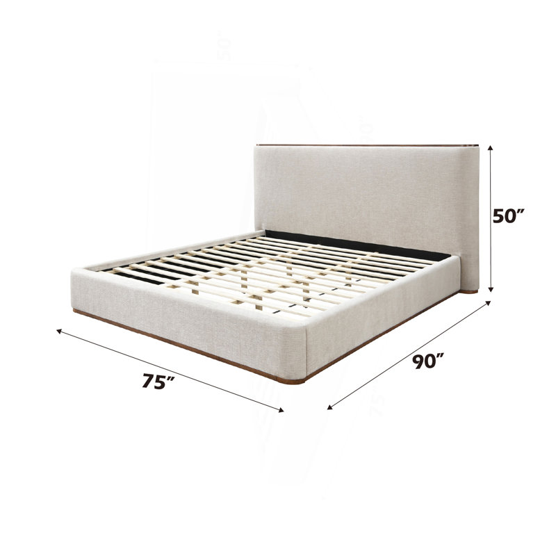 Grand lit gris en tissu