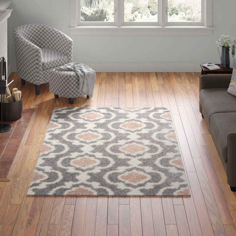 Tapis marocain gris foncé Hegwood, Rectangle 5 pi 3 po x 7 pi 3 po