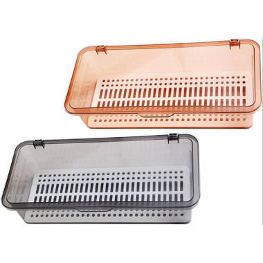 SR-HOME Silverware Organizer With Lid For Drawer, Plastic Utensil