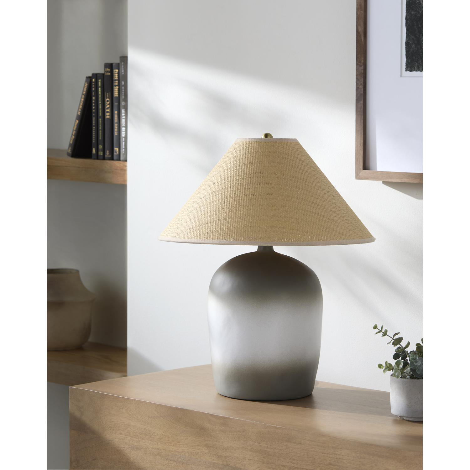 Danica Ceramic Table Lamp, Gray/White, Seagrass Empire