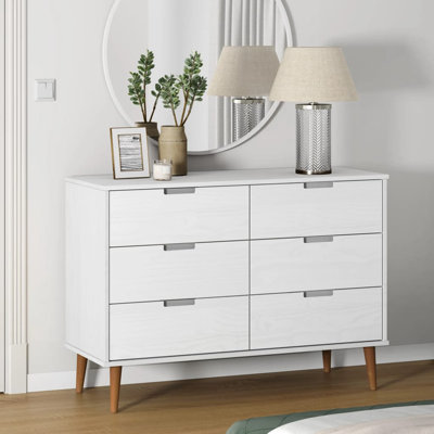Beachwood Solid Wood 113cm W 6 - Drawer Chest of Drawers