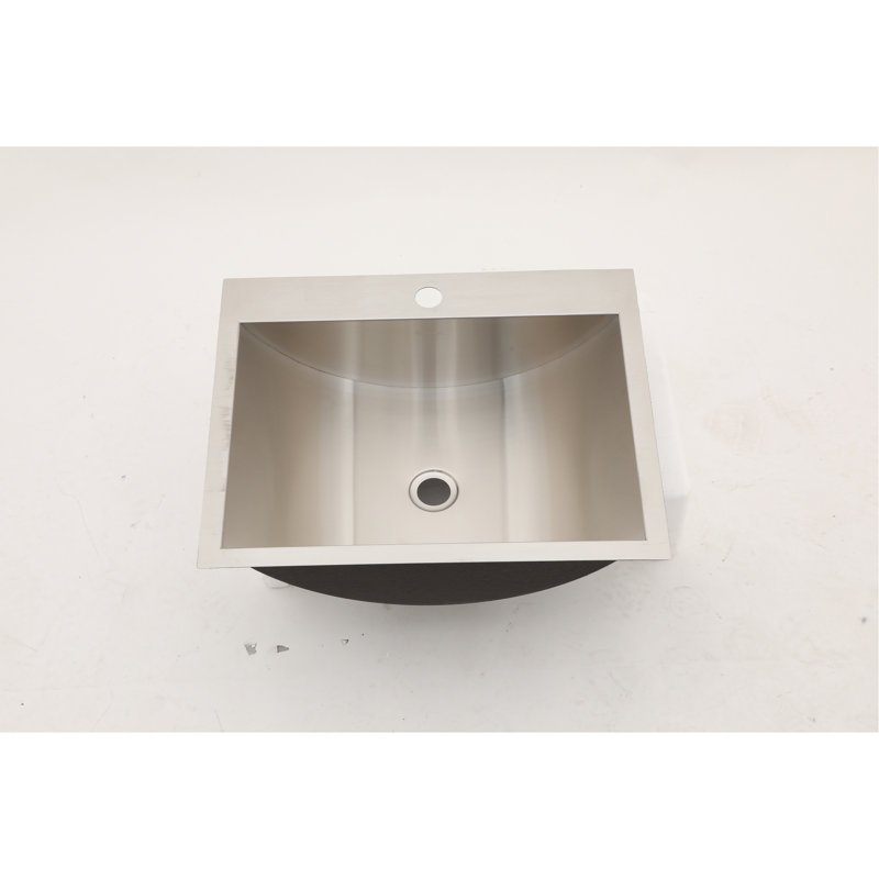 Lavabo de salle de bain encastré en nickel brossé 21 po x 17 po - Facile à nettoyer, vasque rectangulaire en acier inoxydable de 21 po x 17 po, installation au-dessus du comptoir