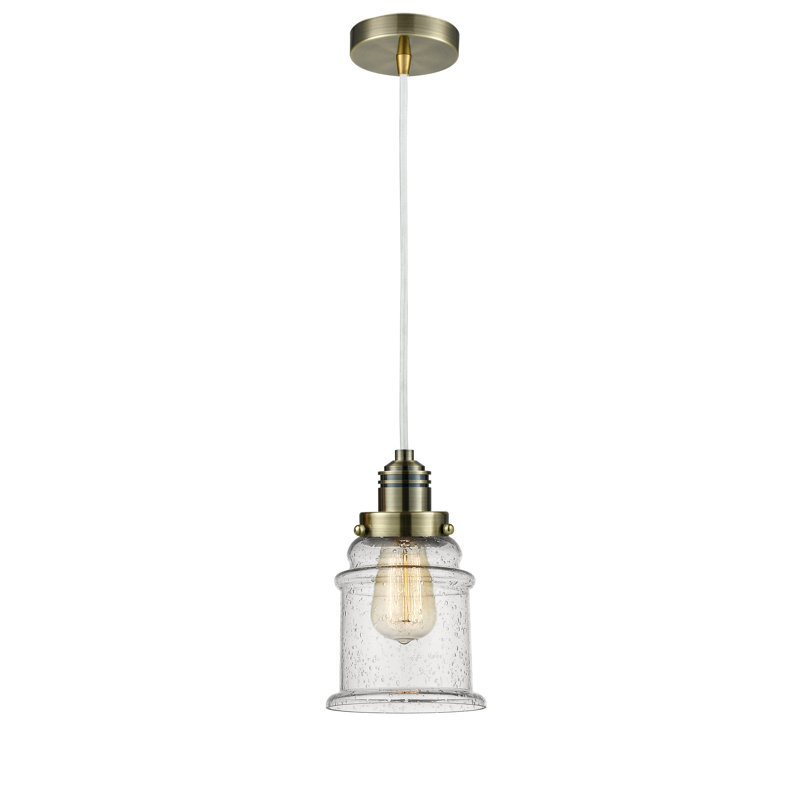 Cecil 1 - Light Single Pendant, Antique Brass/White