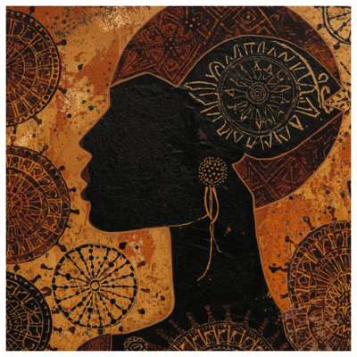 Tapisserie murale silhouette africaine Mandala - Silhouette