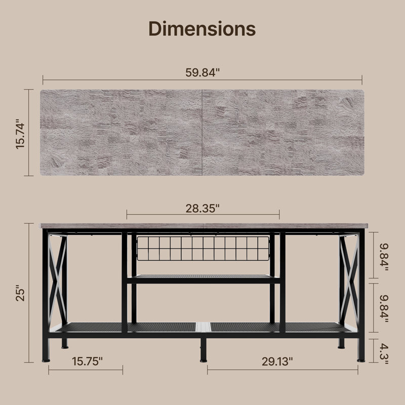 Crédence de rangement 59,84 W Thalassa, Blanc / gris