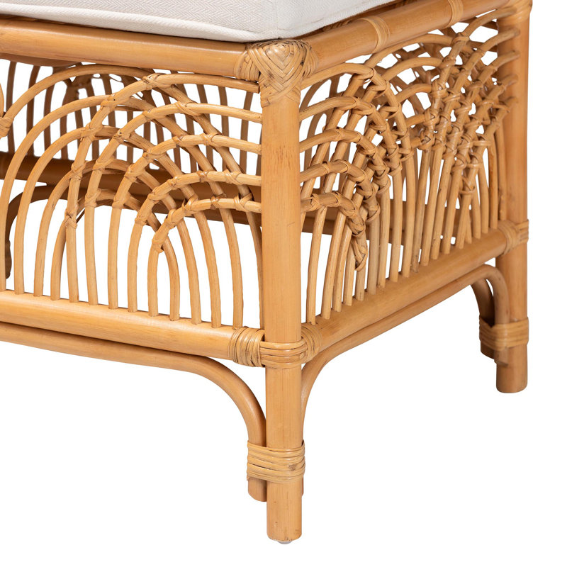 Ahyana Polyester Blend Upholstered Rattan Bench