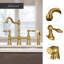 Brass Heritage Bridge Kitchen Faucet with Side Spray 2 Handles-64528539