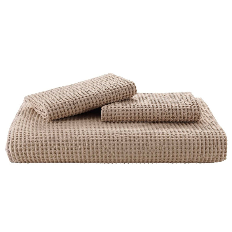 Bedsure Luxury Soft 100% Cotton Waffle Weave Plaid Duvet Cover, King Duvet Cover + 2 King Shams, Khaki