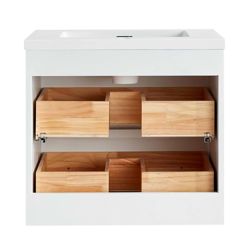 Gibson 48" Wall Mounted Single Bathroom Vanity with Top, White, 24"