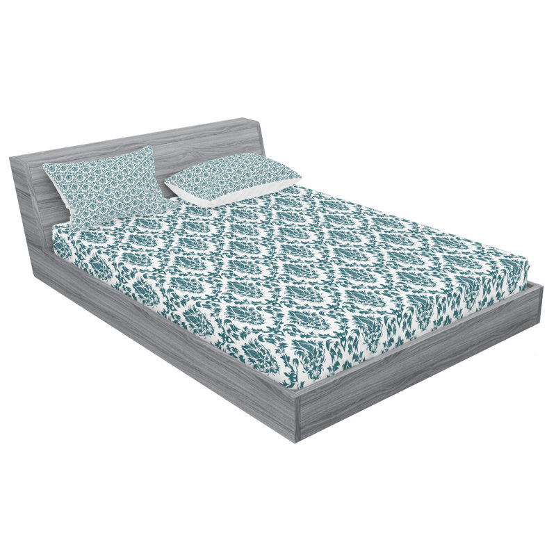 Microfiber Damask Sheet Set, Full Sheet Set with Fitted Sheet