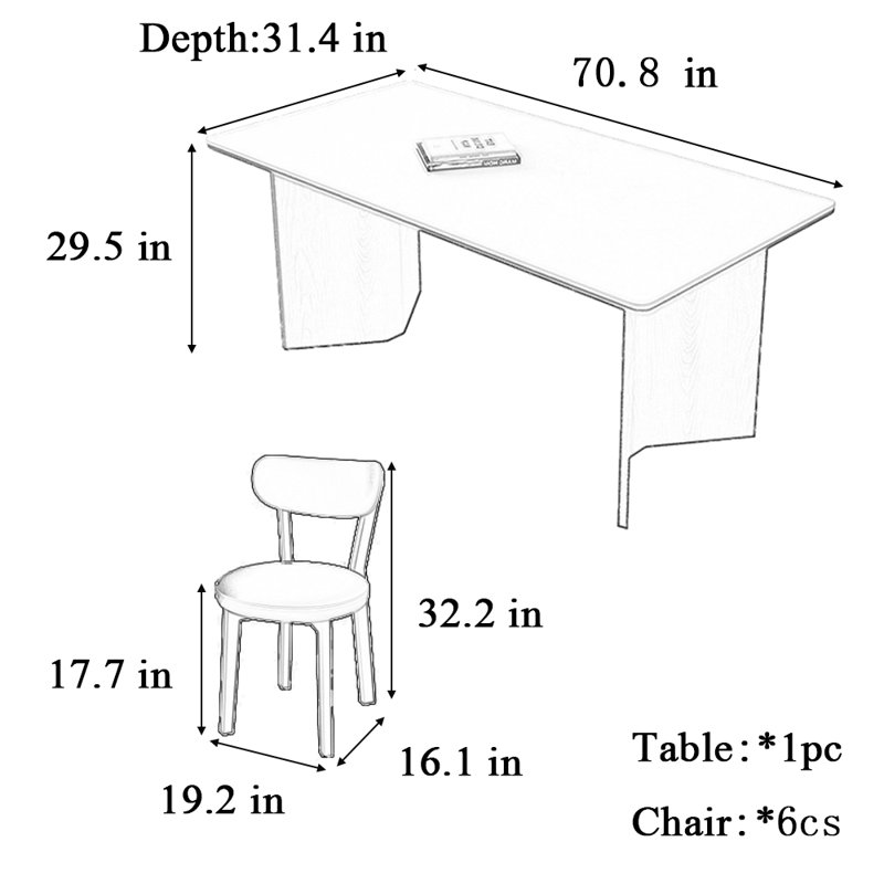 Dirck 6 - Person Double Pedestal Dining Set, 29.5"H x 70.8"L x 31.4"W