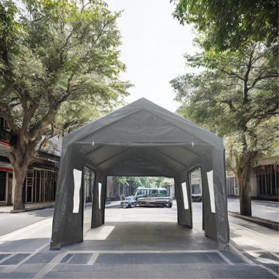 10X20ft Outdoor Car Shed Gazebo Canopy, Grey - Cover, Ventilation Windows Included Carport Canopy Spacious Interior, Easy To Assemble And Disassemble