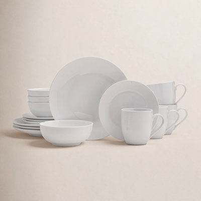 Everyday White Porcelain Dinnerware Set - Service for 4