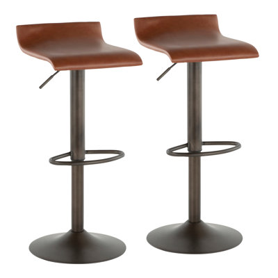 Tabouret de bar Ale en métal antique et similicuir brun par Lumisource - ensemble de 2