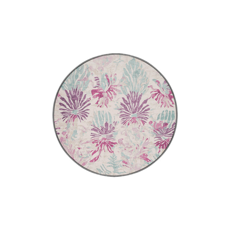 Tapis gris lavable à la machine, Rond 6 pi