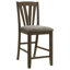 Ensemble de table à hauteur de comptoir 5 pièces Kana, bois brun, 4 chaises en tissu gris